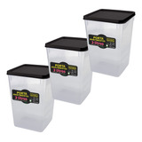 Kit 3 Porta Mantimento 3l Hermético 2kg Alimento Açúcar Café