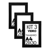 Kit 3 Porta Retrato Molduras Para Fotos 21x30 A4 Com Vidro