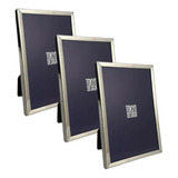 Kit 3 Porta Retratos Aço Inox 10x15 Rose preto prata gold