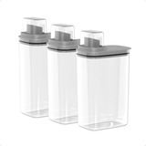 Kit 3 Porta Sabão Líquido Pó Amaciante 2 3l Tampa Dosadora