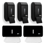 Kit 3 Porta Sabonete Álcool 2 Dispenser Papel Toalheiro