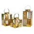 Kit 3 Porta Velas Dourado Luxo Vidro Aço Inoxidável