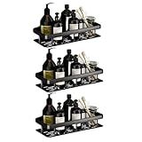 Kit 3 Portas Shampoo Prateleira Reto Multiuso De Chapa Com Suporte Adesivo Para Parede Organizador Versátil Suporta 10 Kg Preto 