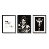 Kit 3 Posters Moldurados Elvis Presley Rei Do Rock 