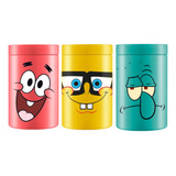 Kit 3 Pote Infantil Bob Esponja Patrick Lula Molusco 1 5lt