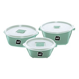 Kit 3 Pote Multiuso Premium De Plástico Cor Verde Menta Pp