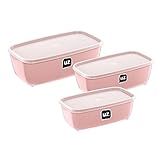 Kit 3 Pote Multiuso Retangular Premium Rosa