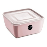 Kit 3 Pote Plastícos Quadrado C tampa Multiuso Uz Rosa