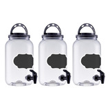 Kit 3 Pote Suqueira Com Torneira Lousa Dispenser Sabão 3 6lt