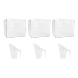 Kit 3 Potes Acrílico Quadrado Com Tampa 3 3l Conchas 300ml