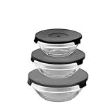 Kit 3 Potes De Vidro Com Tampa Original Line Preto 