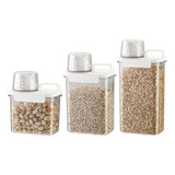 Kit 3 Potes Frascos Dispensers Hermético Grãos Cereais Ração