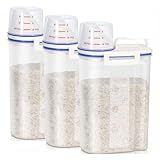 Kit 3 Potes Hérmetico Grande Para Armazenamento Com Copo Medidor De Plástico Pote Para Grãos Farinha Premium