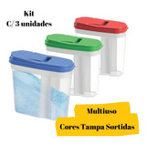 Kit 3 Potes Multiuso Porta Sabão Em Pó Ou Ração Do Pet 1kg