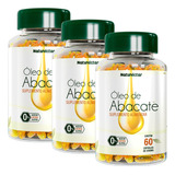 Kit 3 Potes Óleo De Abacate Suplemento Natural 180 Cápsulas