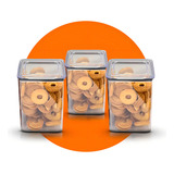 Kit 3 Potes Para Alimentos Hermetico 1l Acrilico Transparente Premium