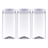 Kit 3 Potes Plástico Tampa Rose 1 8 Litro Bolachas Biscoito Cor Branco