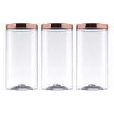 Kit 3 Potes Plástico Tampa Rose 1.8 Litro Bolachas Biscoito