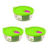 Kit 3 Potes Vidro Tampa Silicone Porta Papinha Lock Lock