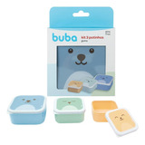 Kit 3 Potinhos Gumy Azul Com Tampa Para Lanche Buba Baby