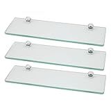 Kit 3 Prateleiras De Vidro Reta 30 60cm 10mm Prateleiras Banheiro Sala De Estar Cozinha Lavanderia Porta Xampu Prateleira De Vidro Cores Fumê Verde E Incolor 60cm Incolor 10x50