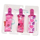 Kit 3 Prendedor De Chupeta Universal Menino E Menina Diversas Estampas Fácil De Limpar  Pirulito  Coração E Flor 