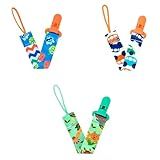 Kit 3 Prendedores De Chupeta Pietra Baby Estampado Feminino Masculino Bebês Universal  Monstrinho Carrinho Selva 