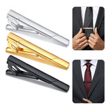Kit 3 Prendedores Grampo De Gravata Dourado Prata E Preto
