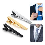 Kit 3 Prendedores Grampo De Gravata Preto Prata E Dourado