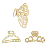 Kit 3 Presilhas Piranha Prendedor Cabelo Metal Luxo Grande B