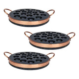 Kit 3 Provoleras Curada 24 Cm 20 Cavidades Em Pedra Sabão