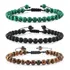 Kit 3 Pulseiras Ajustavéis Malaquita Vulcânica Olho De Tigre
