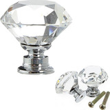 Kit 3 Puxadores Cristal 30mm Gaveta Porta Macaneta Moveis 