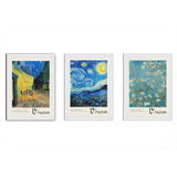 Kit 3 Quadros 18x24cm Vincent Van Gogh Noite Estrelada Art