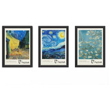 Kit 3 Quadros 20x30cm Vincent Van Gogh Noite Estrelada Art