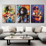 Kit 3 Quadros Decorativo Abstrato Bob Marley
