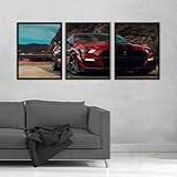 Kit 3 Quadros Decorativos Carro Esportivo Gt Vermelho 40x60 60x40 Cm