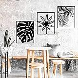 Kit 3 Quadros Decorativos Folhas Mdf Vazado Preto 1 20 Metros