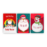 Kit 3 Quadros Decorativos Papai Noel Boneco De Neve Natal