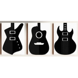 Kit 3 Quadros Decorativos Vinilico Guitars