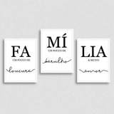 Kit 3 Quadros Familia