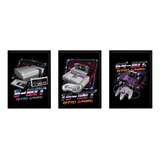 Kit 3 Quadros Game Arte Retro Super Nintendo 64 16 8 Bits