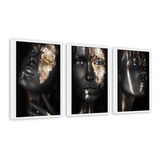 Kit 3 Quadros Grande Africana Black