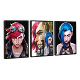 Kit 3 Quadros Grandes Decoração Serie Arcane Moldura Premium