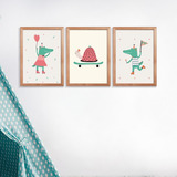 Kit 3 Quadros Moldura