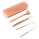 Kit 3 Raspador Limpador De Língua De Cobre Ayurveda Estojo
