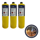 Kit 3 Refil Gás Map Rosca Maçarico Hulter Solda Refrigeração