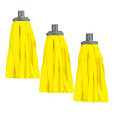 Kit 3 Refil Mop Multiuso Limpeza Vassoura Passa Pano Amarelo