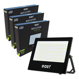 Kit 3 Refletor 200w Prova D água Luz Fria 6500k Easy Avant Carcaça Preto Luz Branco frio 127 220v