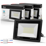 Kit 3 Refletor Led Smd Holofote 200w Prova Dágua Bivolt